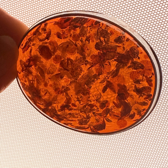 MASSIVE 53.21 CT Baltic Honey Amber Bypass Sterling Silver Oval VTG Pendant MCM - Picture 4 of 9